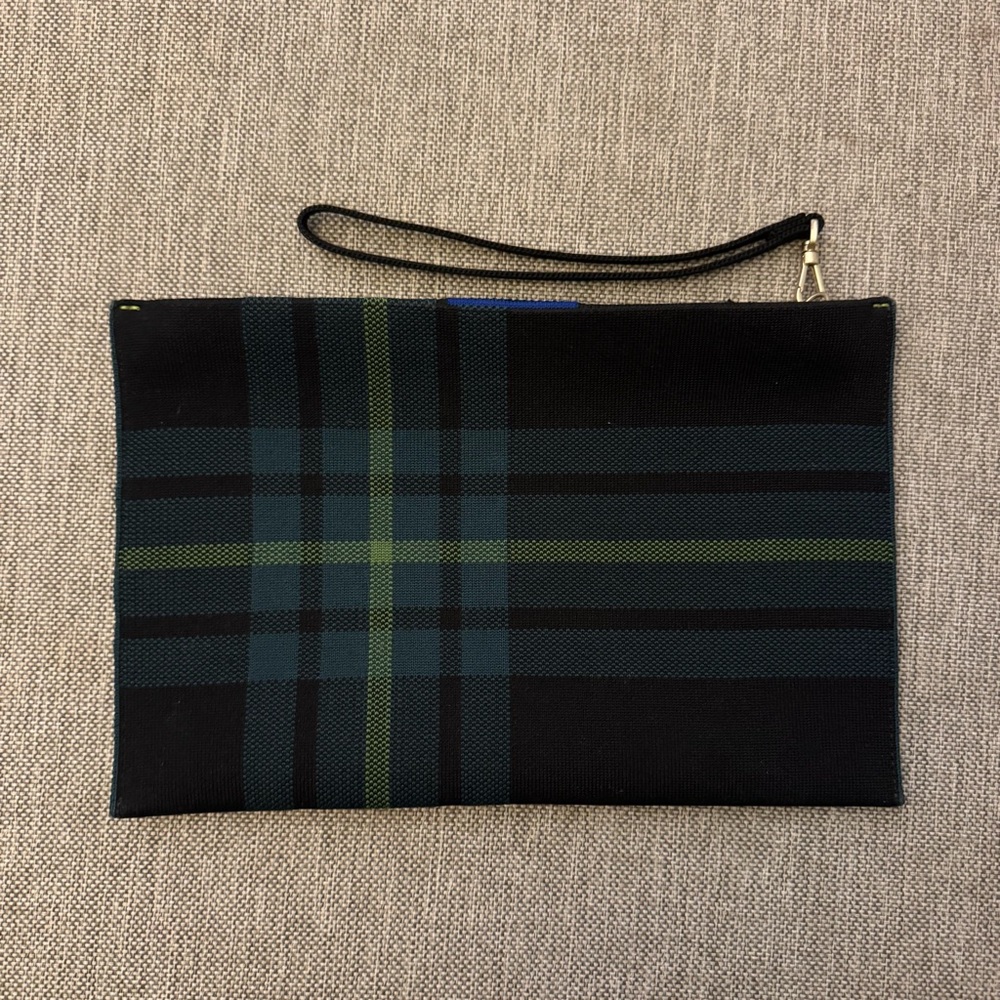 Limited Edition Rothy’s Black and Green Plaid Clutch
